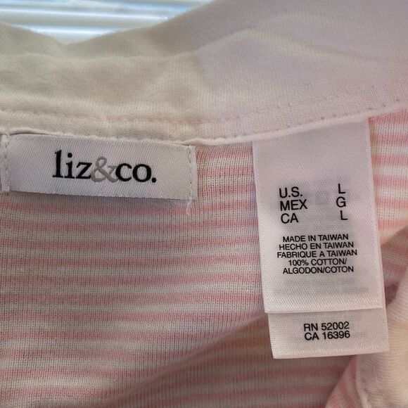 Liz & Co. Short Sleeve Snap Down Collared Womans Top Size Large - Picture 2 of 3